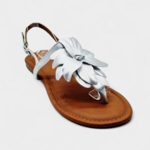 Sandalia esclava flor plata