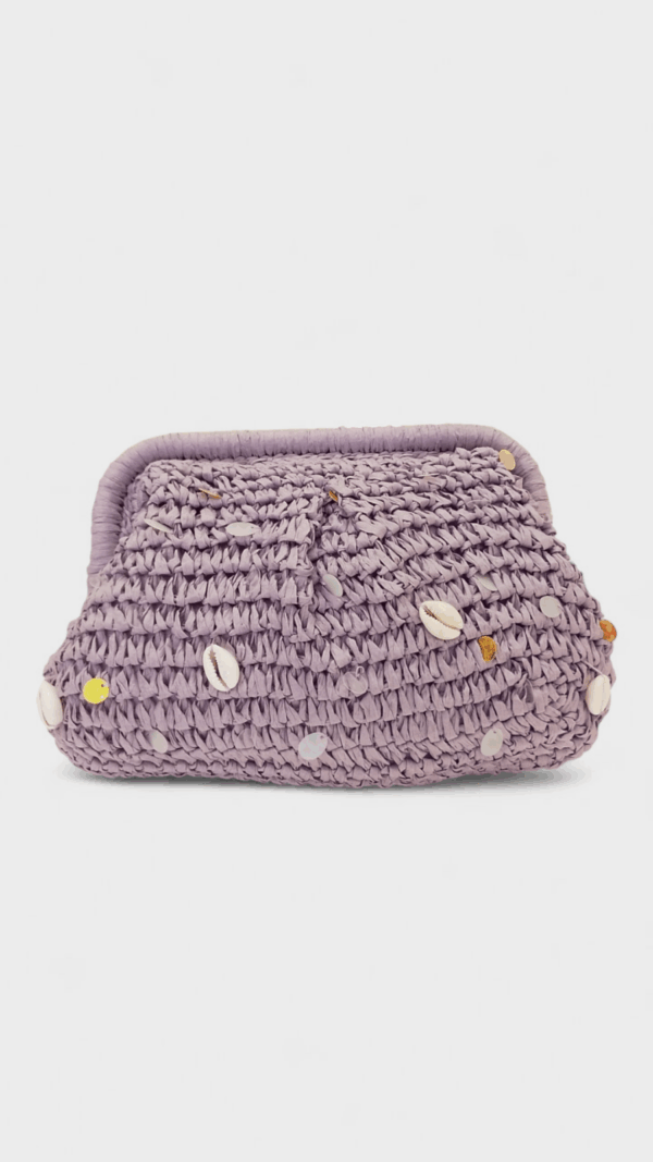 Bolso Rafia Mano Bicolor Conchas - Imagen 3