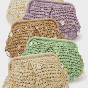 Bolso Rafia Mano Bicolor Conchas