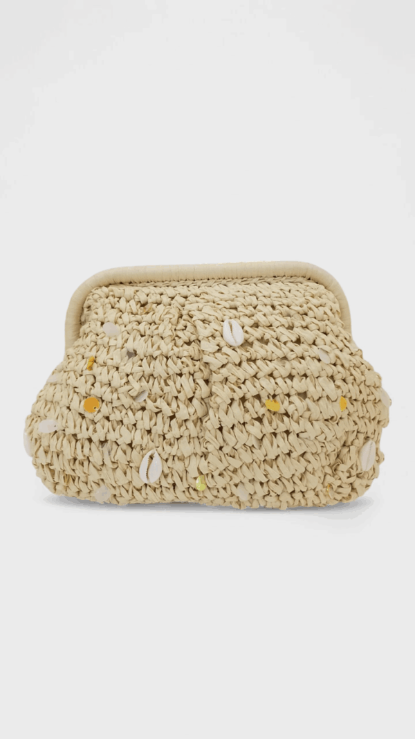 Bolso Rafia Mano Bicolor Conchas
