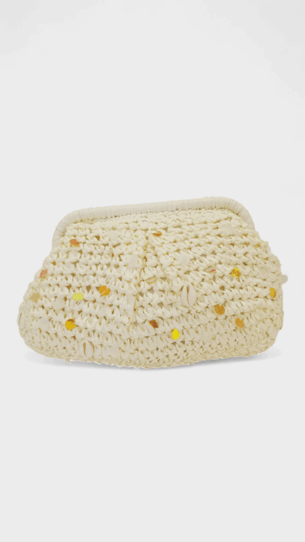 Bolso Rafia Mano Bicolor Conchas - Imagen 4