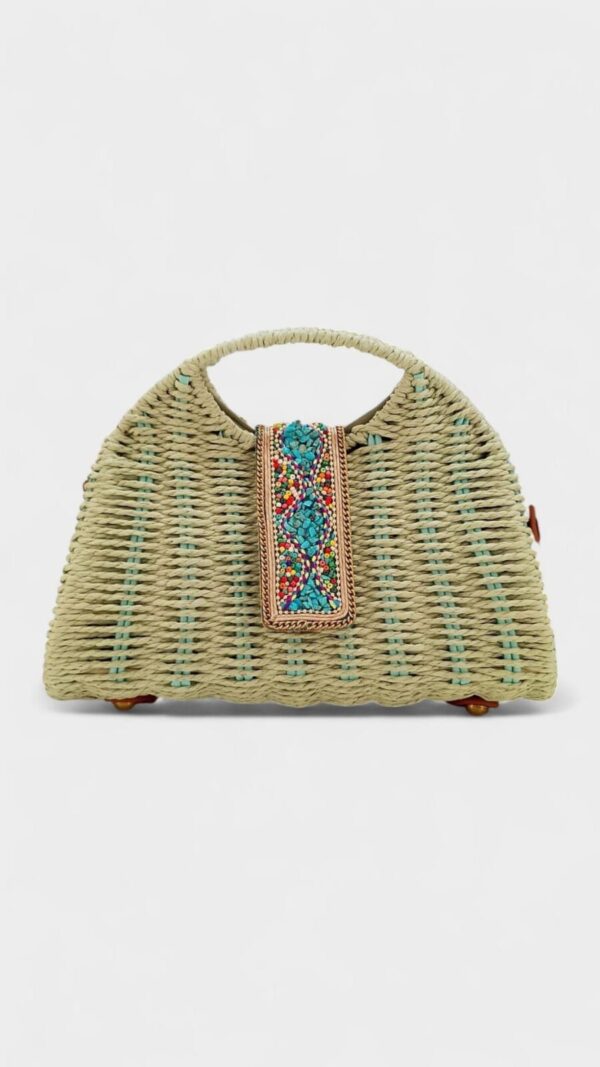 Bolso rafia abalorios