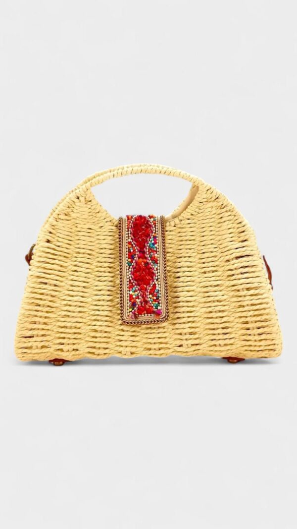 Bolso rafia abalorios - Imagen 3