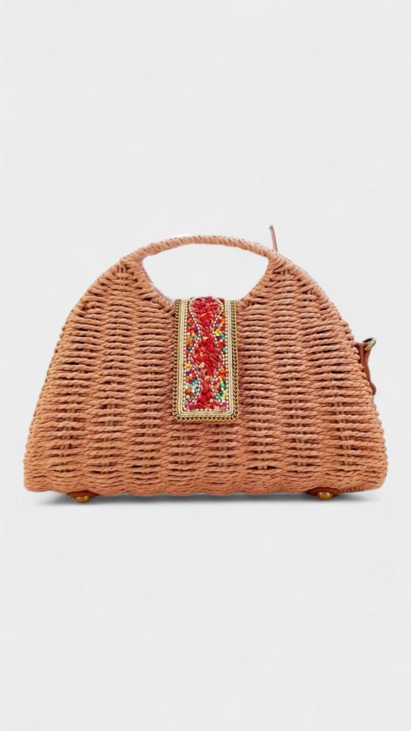Bolso rafia abalorios - Imagen 4