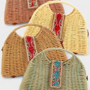 Bolso rafia abalorios