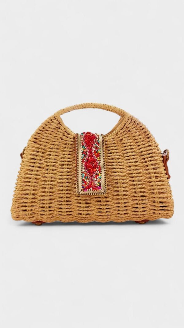 Bolso rafia abalorios - Imagen 5