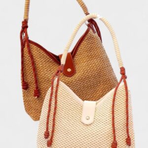 Bolso rafia cordones