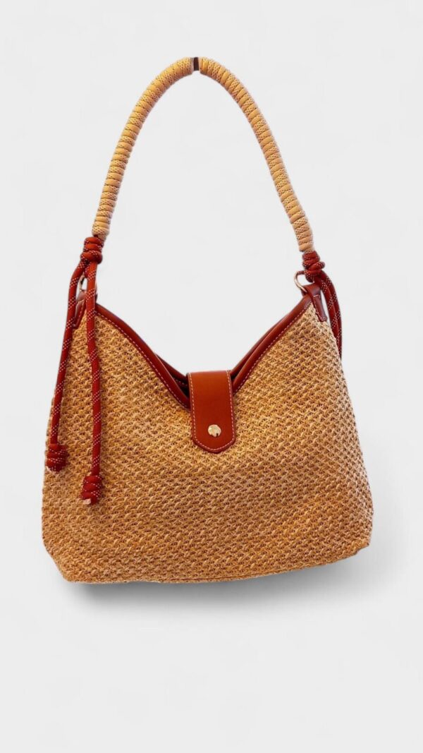 Bolso rafia cordones - Imagen 3