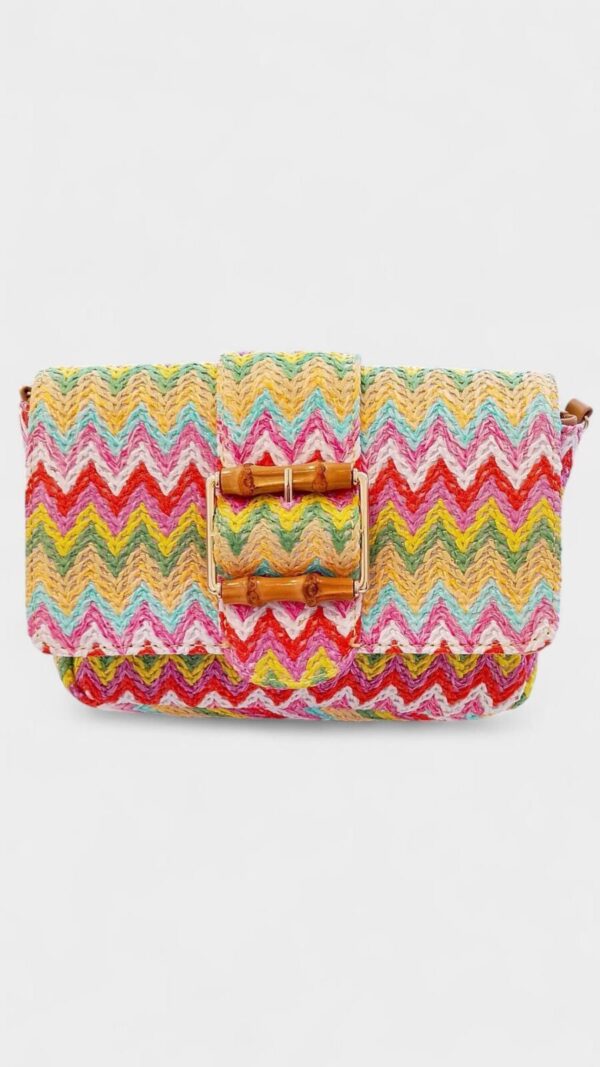 Bolso rafia bandolera hebilla madera - Imagen 5