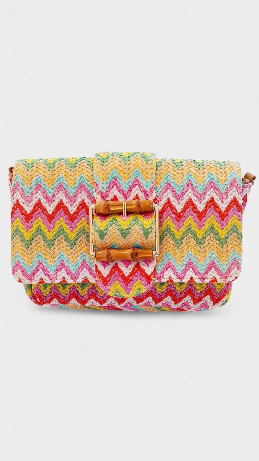 Bolso rafia bandolera hebilla madera - Imagen 5