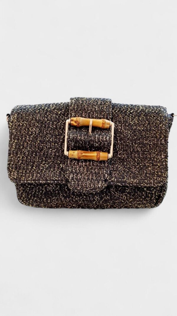 Bolso rafia bandolera hebilla madera - Imagen 3