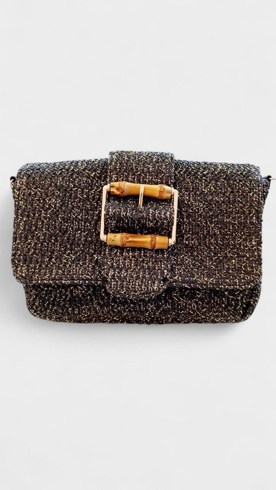 Bolso rafia bandolera hebilla madera - Imagen 3