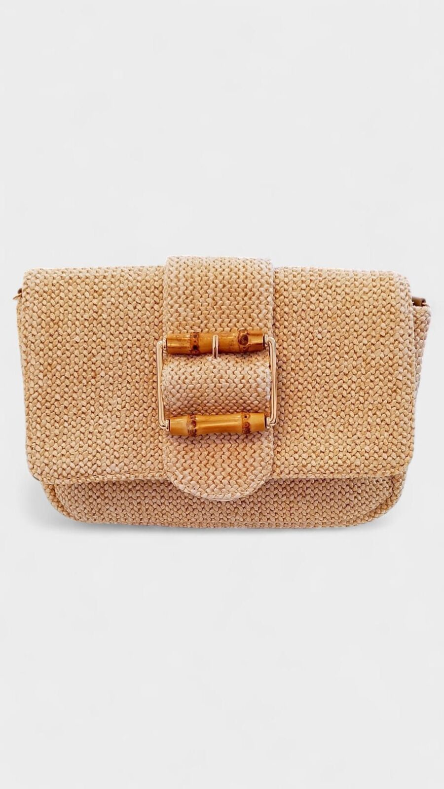 Bolso rafia bandolera hebilla madera - Imagen 6