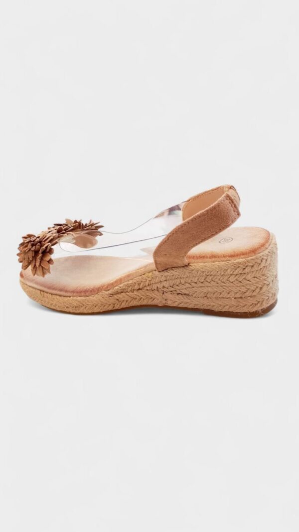 Cuña baja transparente flor kaki - Imagen 3