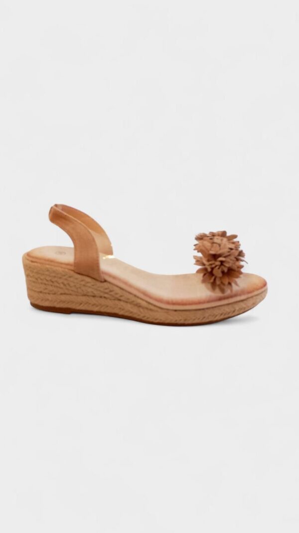 Cuña baja transparente flor kaki