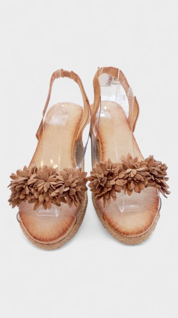 Cuña baja transparente flor kaki - Imagen 4