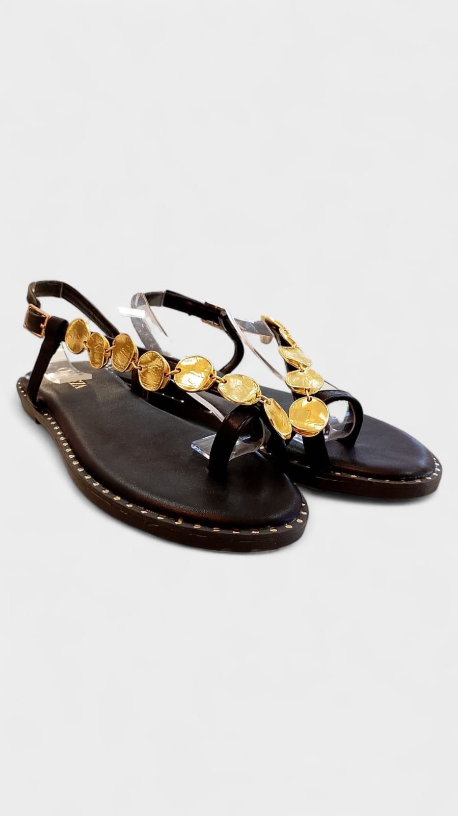 Sandalia cairo monedas negro