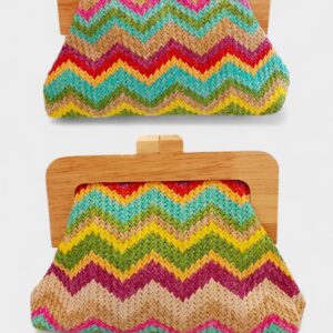 Bolso cierre madera multicolor