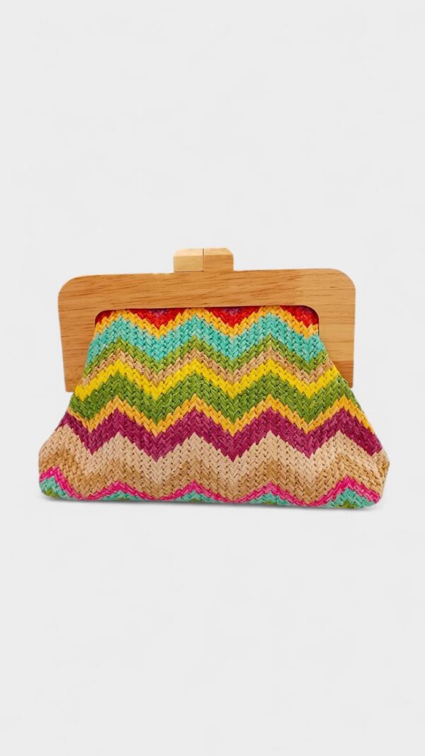 Bolso cierre madera multicolor