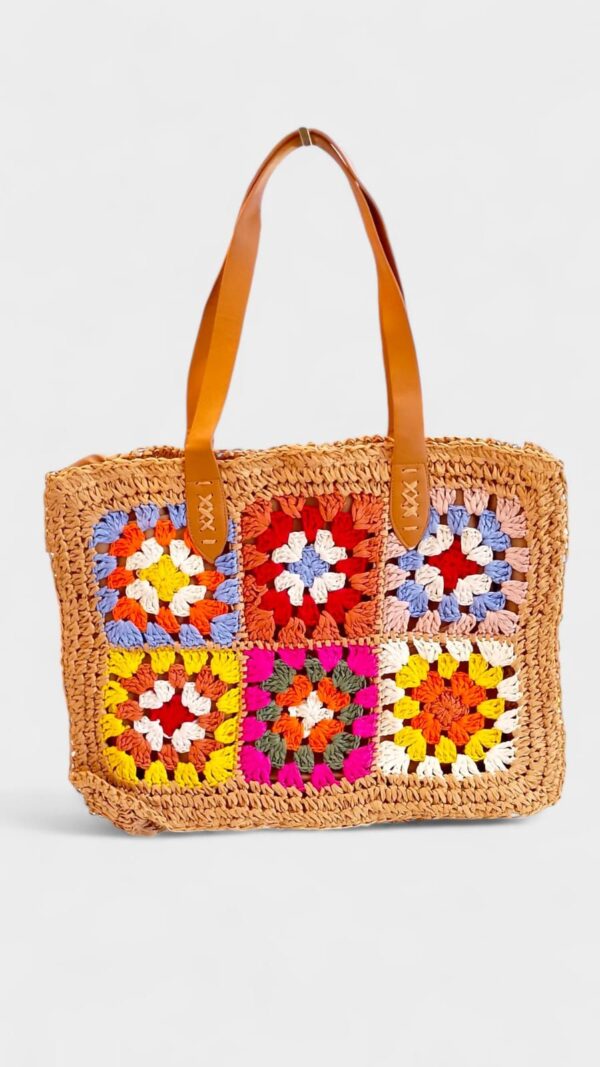 Bolso rafia flores GR - Imagen 3