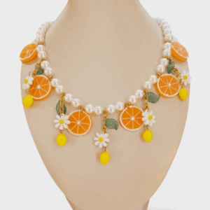 Collares perlas naranjas