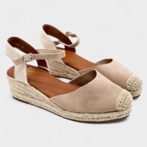 Cuña piel baja bombai beige