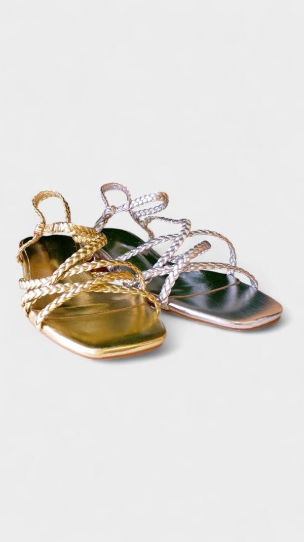 Sandalia mini tacon tiras plata - Imagen 5