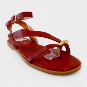 Sandalia plana tiras chapa dedo pulsera new teja