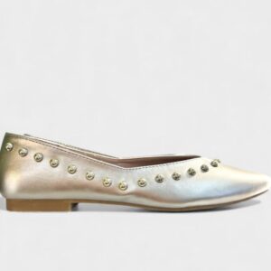 Zapato plano tachuela fino dorado